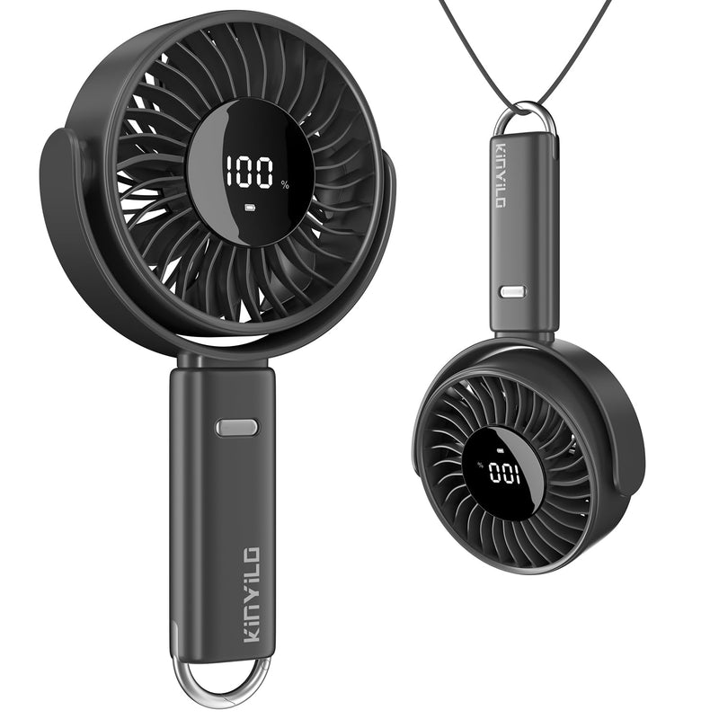6-Inch Large Handheld Fan, 6000mAh Battery Portable Fan with 100 Speed Levels, Strong Airflow Personal Fan, 5-30 Hours Working Time, 135° Foldable for Travel, Outdoor, Office (Black) Black