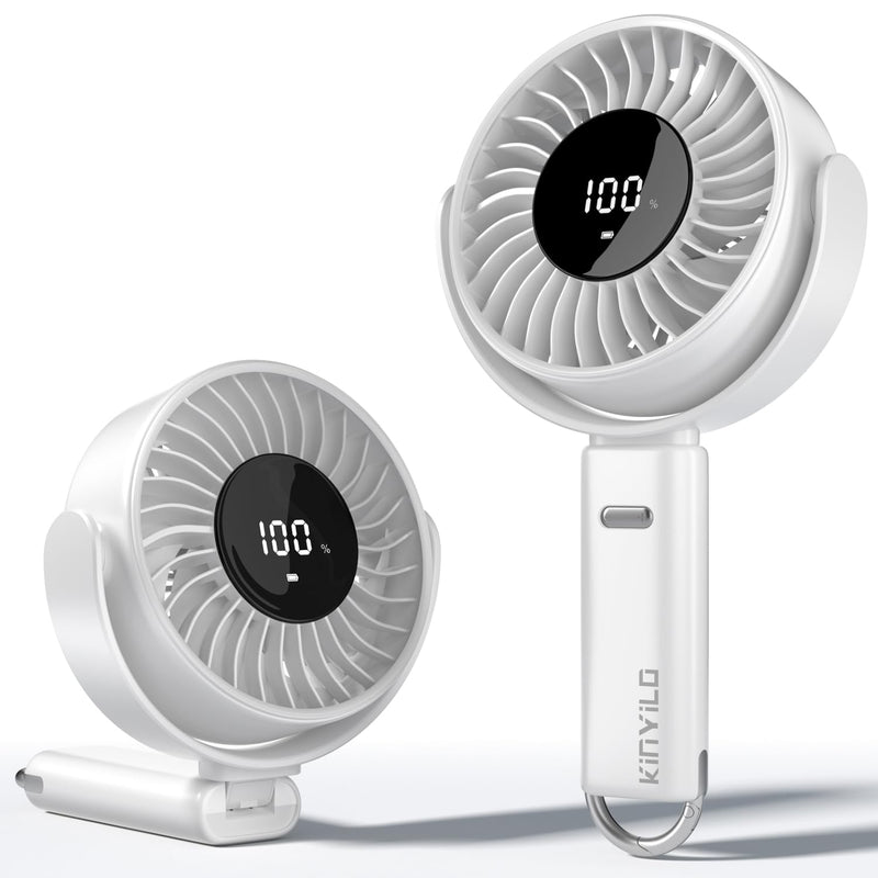6-Inch Large Handheld Fan, 6000mAh Battery Portable Fan with 100 Speed Levels, Strong Airflow Personal Fan, 5-30 Hours Working Time, 135° Foldable for Travel, Outdoor, Office (Beige) Beige