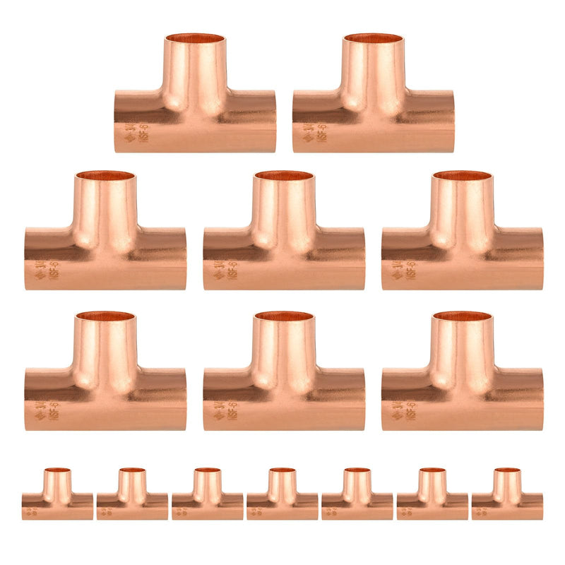 15 Pack Foskan Copper Sweat Fittings,3/4" Sweat Copper Tee 15 3/4" X 3/4" X 3/4"