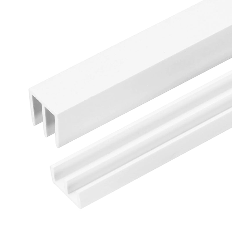 uxcell 2Set Plastic Sliding Door Track, 3.94Ft Sliding Glass Cabinet Window Track Hardware Set for 1/8" Thick Panels, for Small Bypassing Closet Door, White 2