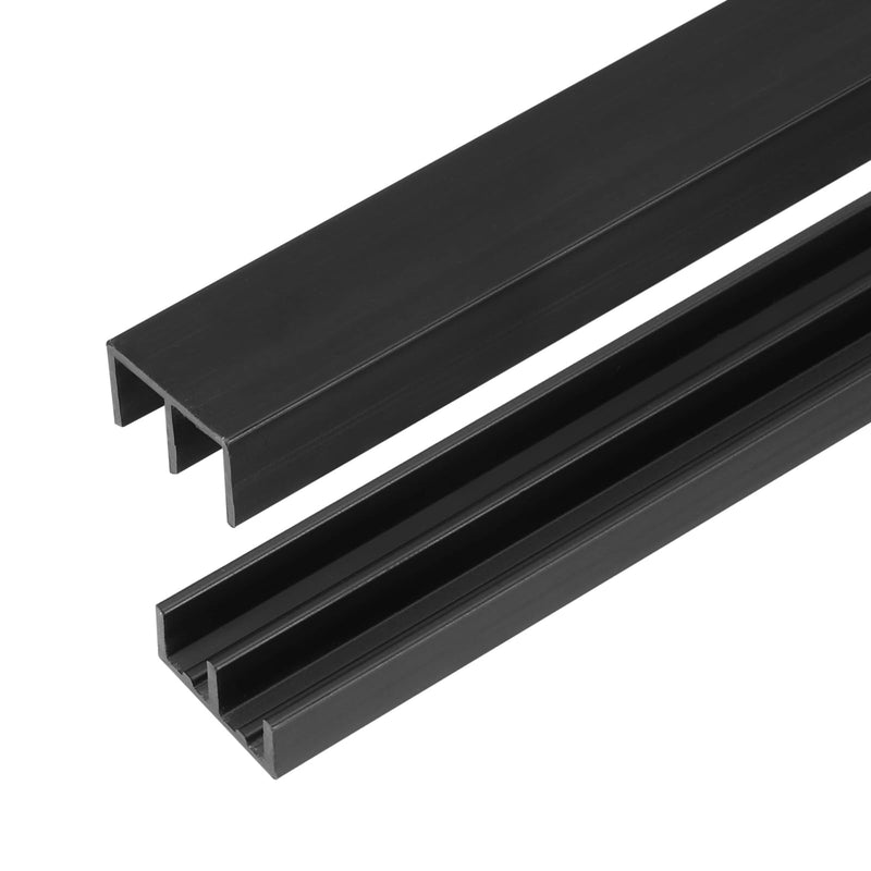 uxcell Plastic Sliding Door Track, 4.27Ft Sliding Glass Cabinet Window Track Hardware Set for 1/4" Thick Panels, for Small Bypassing Closet Door, Black