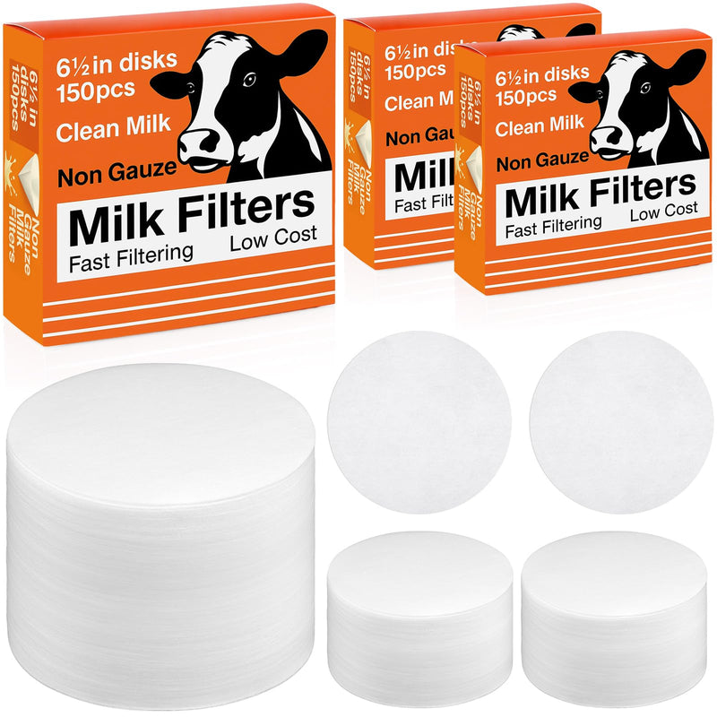 Hahafelt 300 Pack Milk Filter Discs for Raw Milk Strainer, 6-1/2 in Od Quick Flow Non-gauze Replacement Filter Discs for Strainer