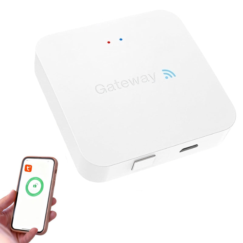Smart Tuya WiFi Gateway Hub Compatible with Tuya Smart Lock, Remote Access Door Lock Control Device with Alexa Voice Integration, White