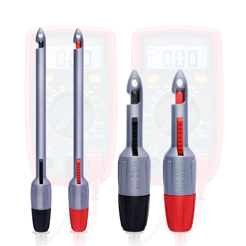 Wire Piercing Probe‌ Test Leads Set with 2mm/4mm Banana Plugs - Insulation ‌Piercing Probes‌ Clips for Safe Multimeter Testing on Automotive Electrical Circuits, Wires, and Terminals （4mm Long-Short） 4mm Long- Short 4PCS