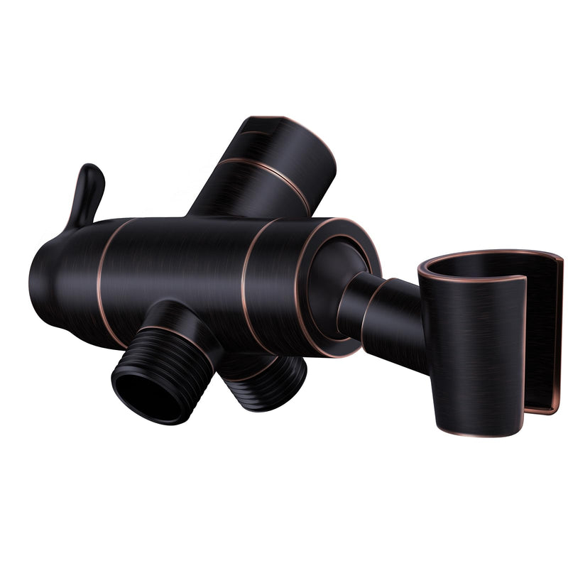 Shower Arm Diverter with Handshower Mount, G1/2 Brass 3 Way Diverter Valve Bathroom Universal Shower System Replacement for Handheld Shower and Fixed Shower Head, Oil Rubbed Bronze
