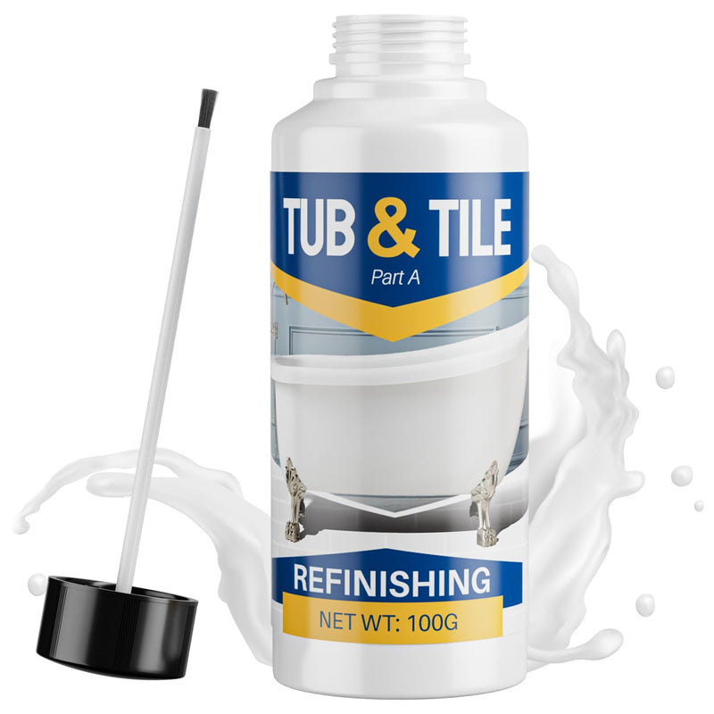 Tub and Tile Paint, 3.5 oz Tub Paint for Bathtub, Bathtub Touch Up Paint White for Sink Bathroom Kitchen Countertop, Water Based & Low Odor, Semi-Gloss white,5-5.5 sq ft 3.5 Fl Oz (Pack of 1)