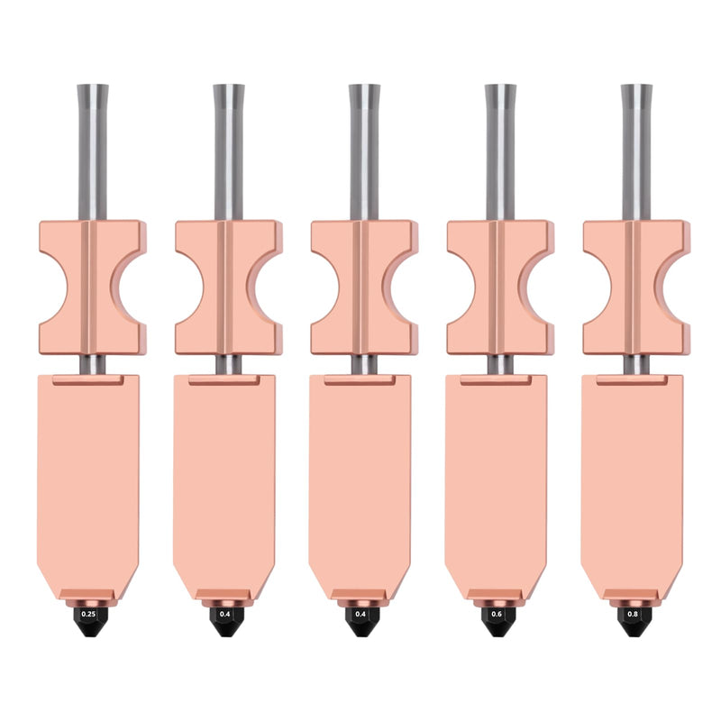 5PCS AD5X Detachable Nozzle, Hardened Steel Nozzle Titanium Alloy Throat Tube Chromium Zirconium Copper Heating Block Hot End Nozzle Kit Accessories for AD5X (0.25/0.4/06./0.8mm)