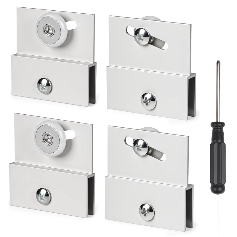 4 Pcs Shower Door Rollers,M 6054 Sliding Glass Door Rollers – Frameless Shower Doors Top Bracket Roller Assembly with 3/4” Shower Door Wheels, Ball Bearings, Chrome Aluminum for Sliding Glass Door 4PCS