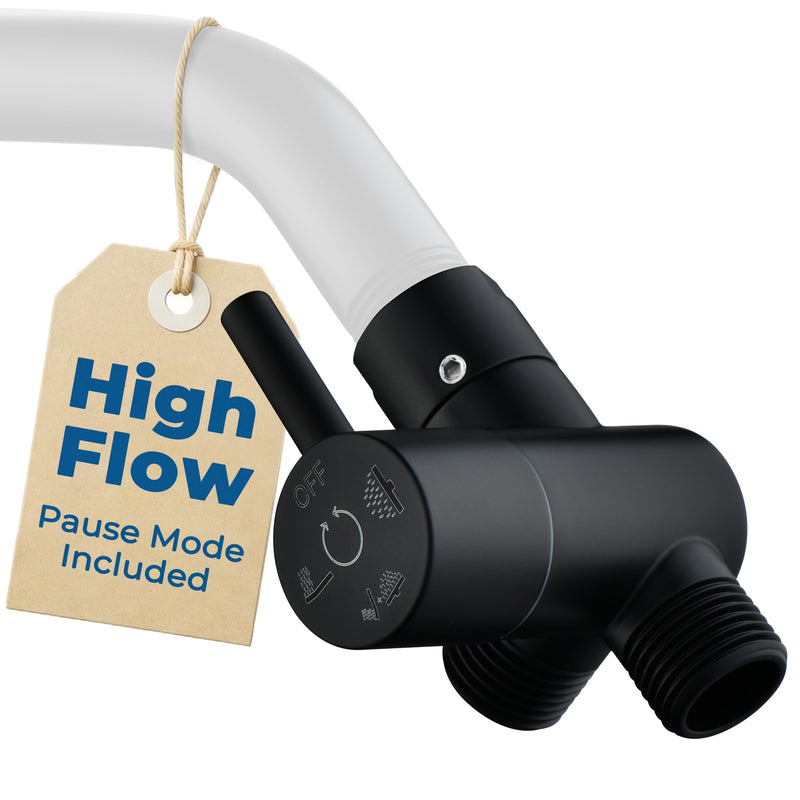 G-Promise All Metal High-Flow Shower Diverter Valve with Pause Mode, 3-Way 4 Setting Splitter for Handheld and Fixed Spray Showerhead Adapter, Bathroom Universal Replacement Part (Matte Black) Matte Black