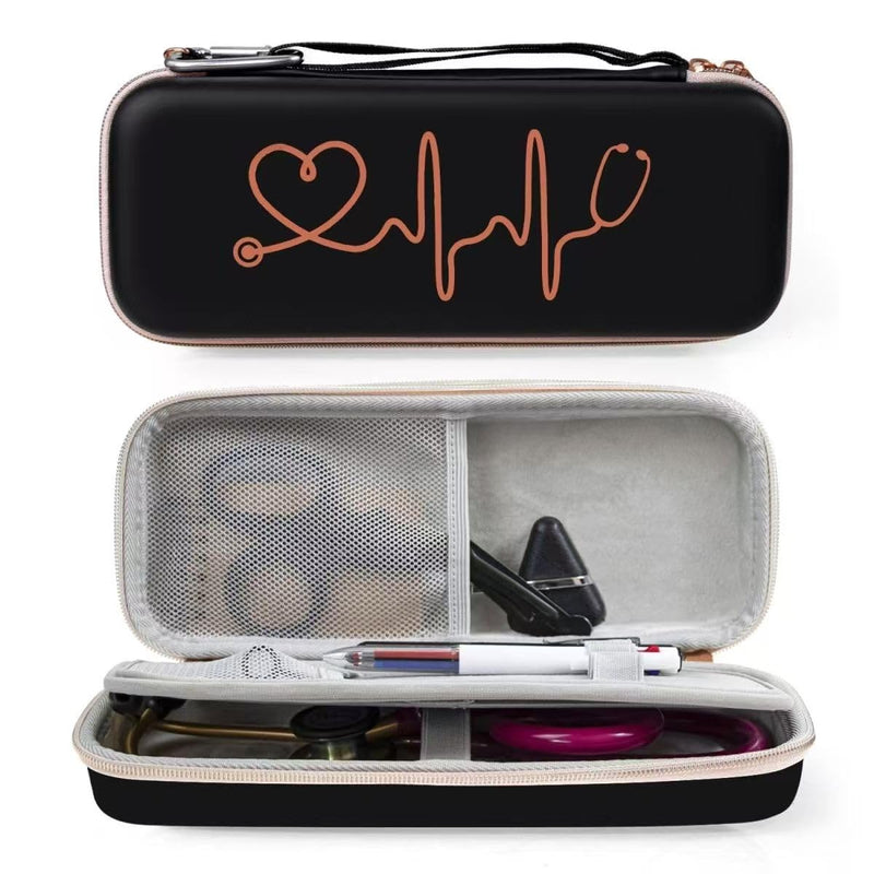 Stethoscope Case for Littmann Classic III Cardiology IV – Hard EVA Case Fits MDF Acoustica Omron Sprague with Mesh Pocket for Nurse Tools Semi-Waterproof (Black) | Universal flat interior with zero molded grooves. Fits your stethoscope, penlight & trau...