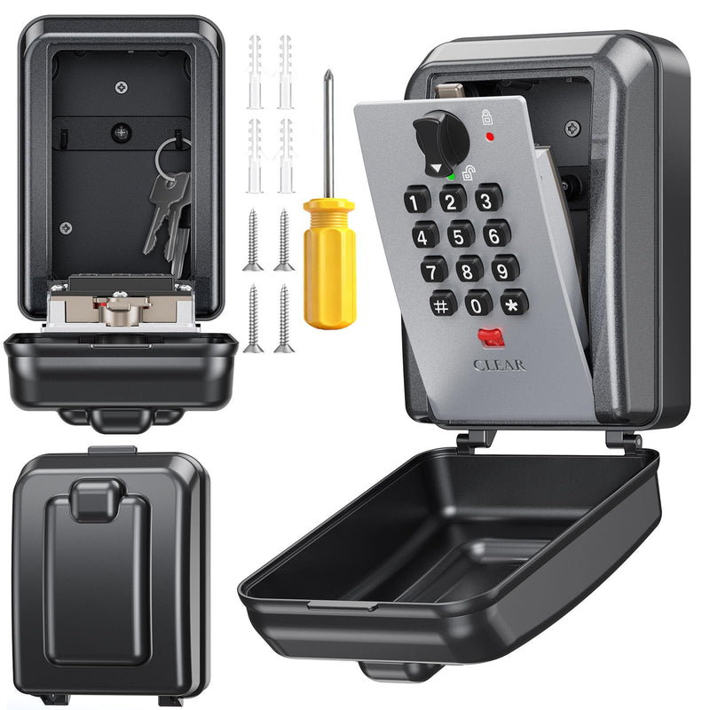 Key Lock Box,Customizable 12-Digit Combination,LockBox for Keys with Resttable Code,Large Capacity & Weatherproof Outside,hide a key Outdoor,Spare Key Wall Safe Storage for Home,Office,Garage Large MG8109