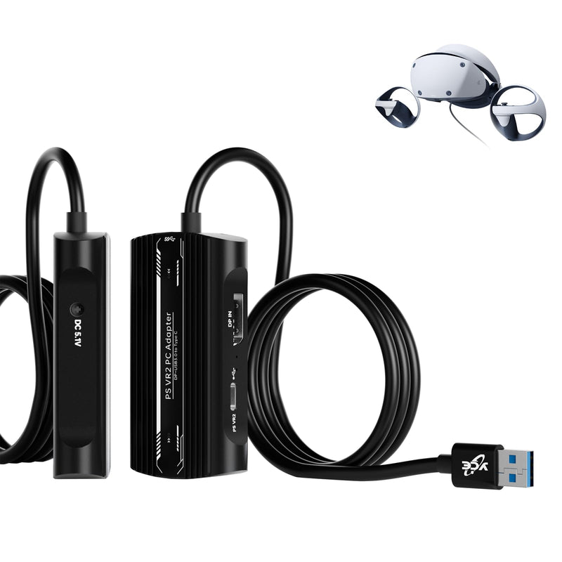 PSVR2 PC Adapter, PSVR 2 PC Accessories Kit Compatible with PlayStation VR2, AR Glasses, Portable Monitor, Includes DP 1.4 Cable and Power Adapter Black