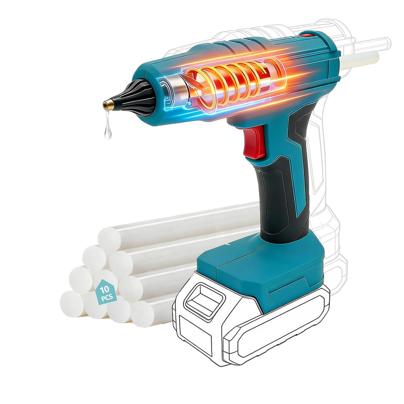 Cordless Hot Glue Gun for Makita 18V Battery, Auto Dispensing, 90s Fast Preheating, Anti-Scald Design, Includes 10 Glue Sticks, Ideal for DIY Crafts, Home Repairs & Art Projects (Battery Not Included) Blue
