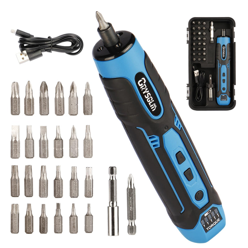 3.6V Cordless Screwdriver Set, Electric Screwdriver with 24 in 1 Magnetic Bits, 3-10 N.m Torque for Electrician Tools & DIY,300RPM (Sky Blue)