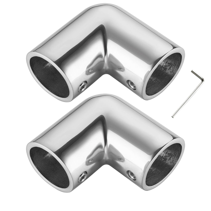 Boat Handrail Fitting Elbow, 316 Stainless Steel Marine-Grade 90 Degree 2-Way Pipe Fitting for OD Tube, Mirror-Polished Heavy-Duty Pipe Connector for Yacht Deck Railing(2 Pack) 7/8 inch(22 mm)