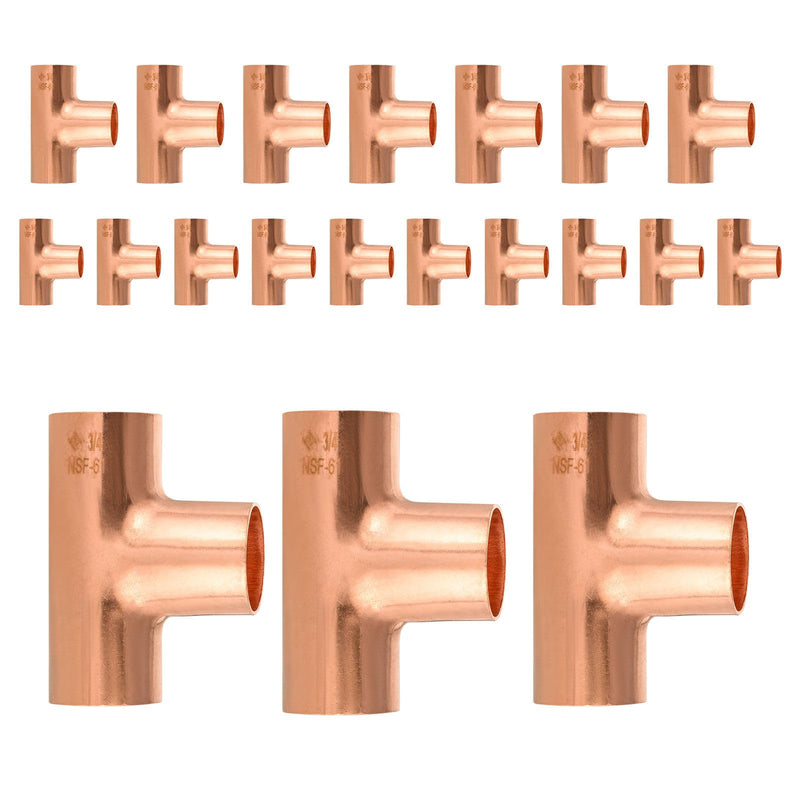 15-Pack Niikappu Copper Tee Fitting 3/4" C(COPPER011-15) 15 3/4" X 3/4" X 3/4"