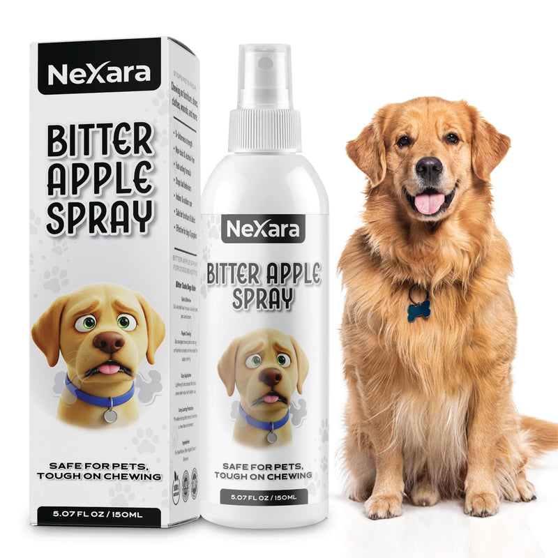 NEXARA Bitter Apple Spray for Dogs, Chewing Deterrent Spray, Alcohol-Free, Non-Toxic Formula, 5.07 fl oz (150 ml)
