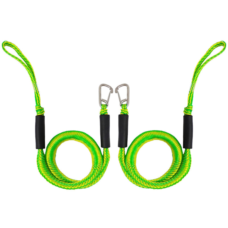 4 Ft Bungee Dock Line for Boats,Built-in Snubber,Dock Lines with Stainless Steel Clip,Scalable Boat Accessories Suitable for Kayak,Jet Ski,Pontoon, Canoe, Power Boat (Green with Hook 2P) Green with hook 2P