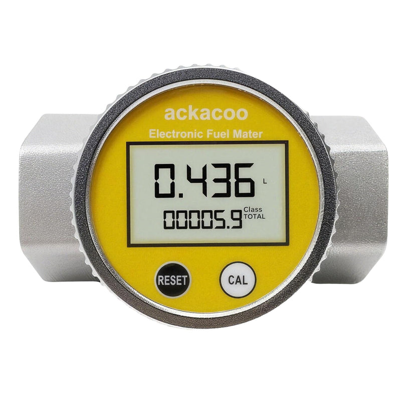 1.5 Inch NPT Digital Turbine Flow Meter with LCD Display, ±1% Accuracy, Waterproof EMI Protection Electronic Fuel Water Meter, 10.5–74 GPM Flowmeter for Gasoline Diesel Water Kerosene Round 1.5 Inch Flow Meter