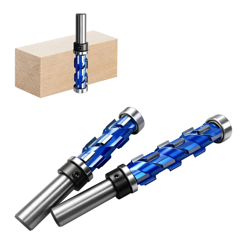 2PCS 1/2" Shank Flush Trim Router Bit Set Double Bearings Flush Trim Bit Trimming Tool Woodworking Milling Cutter Tool Router Template Bit for Wood MDF