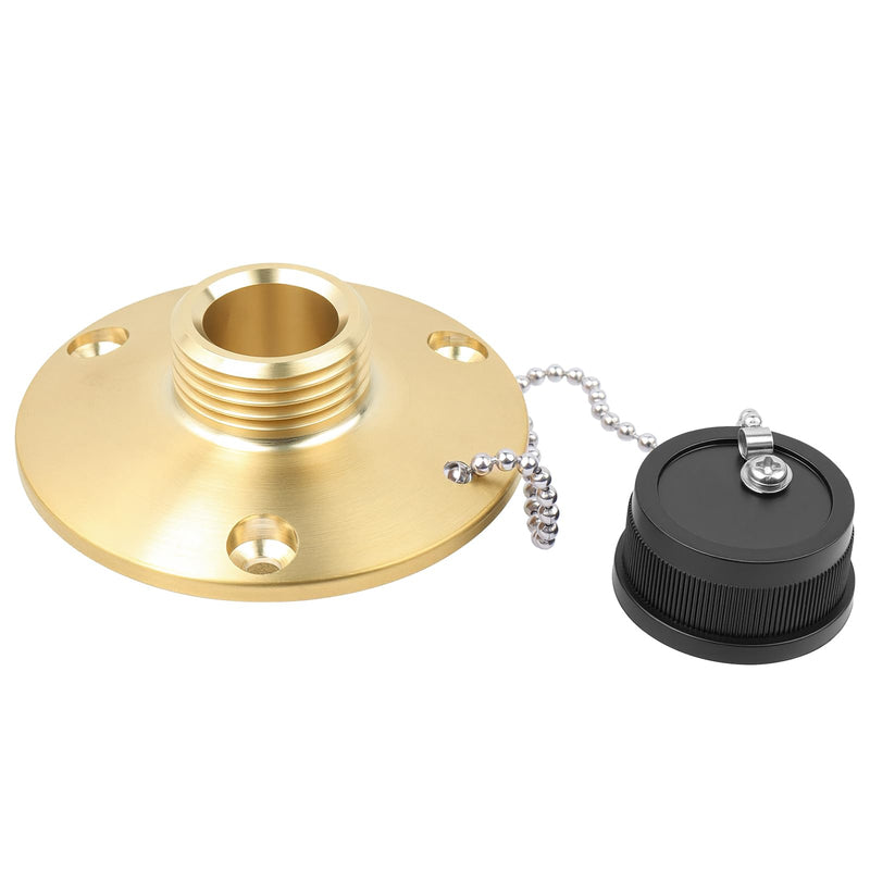 513120-1 Wash Down Water Outlet, 1/2" x 3/4" Complete With Watertight Black Plastic Cap and Stainless Steel Bead Chain, for Boats, Yachts, Campervans, Trailer Fuel Tanks etc Fresh Water Inlet ﻿