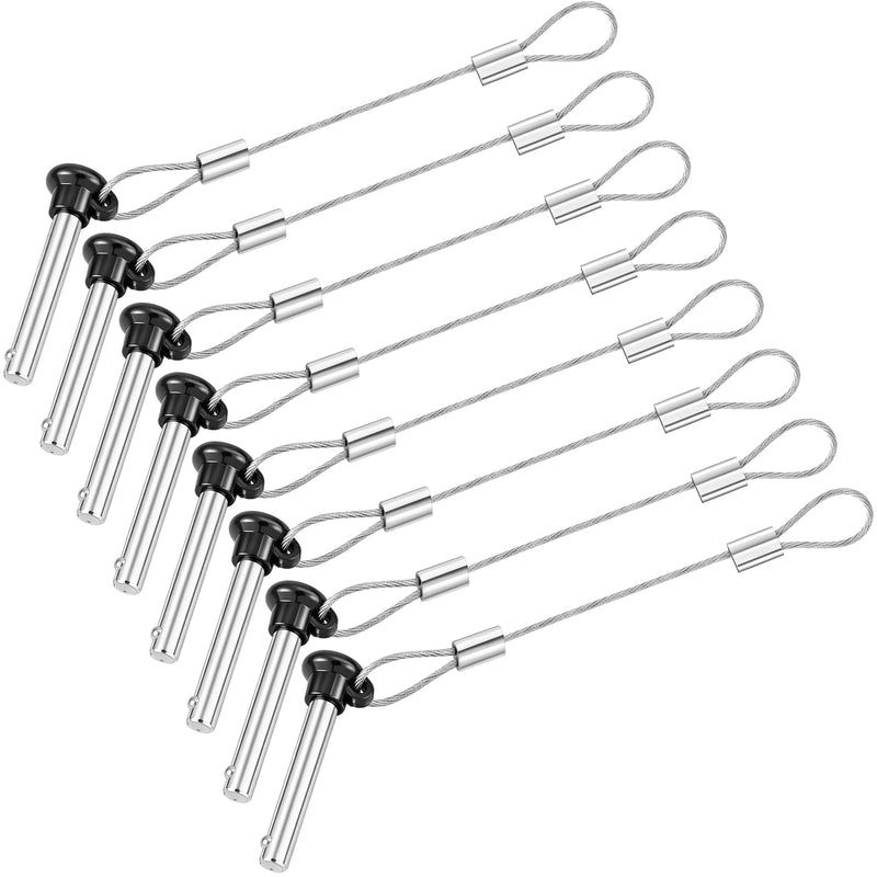 8 Pcs Boat Bimini Top Pins 3/16 Inch Black Quick Release Pull Pins Stainless Steel with Lanyard for Boat Bimini Top Ball Socket Deck Hinges and Marine Hardware