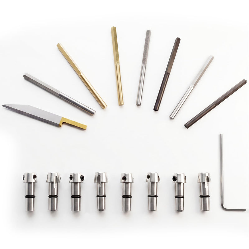 8PCS Rotary Tool Engraver Bits, 1/8” Carbon Steel Jewelry Engraving Knives Cutting Bit Set, Polishing Carving Bits for Pneumatic Impact Engraving Machine Pen, 1/8 Inch Shank