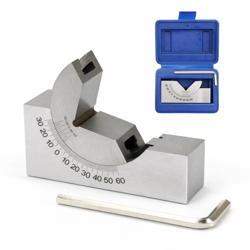 Adjustable Angle V Block Milling Gauge Set, Stainless Steel Micro High Precision Setup with Wrench, 0–60° AP25 for Lathe Machinist Tool, Magnetic Machining Clamp Finder