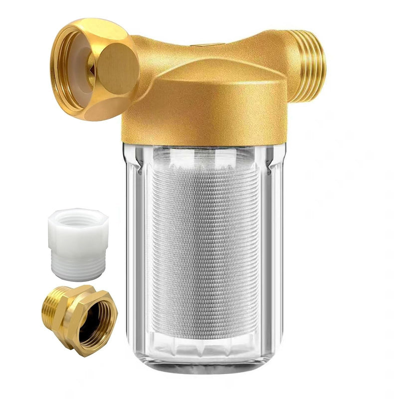 XZ01 Reusable Brass Washing Machine Water Filter, 40 Micron Visible Washer Water Filter System, for Washing Machine, Heater, Faucet, Anti Scale Protecting Sediment Filter