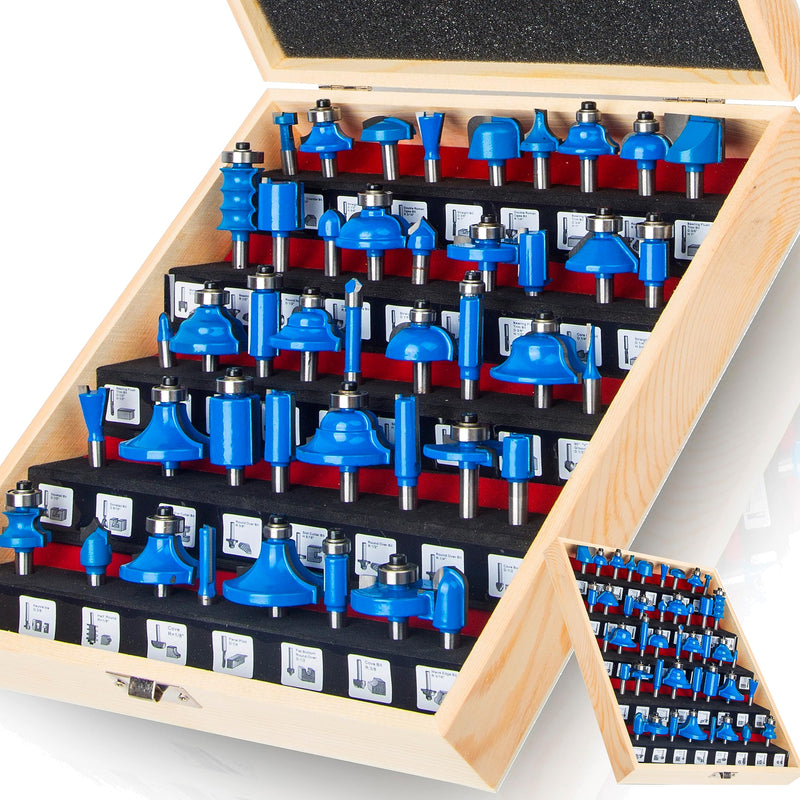 LEATBUY Router Bit Sets 41 PCS Woodworking Router Bits 1/4 Inch Shank Bullnose Wood Milling Cutter Drilling Carbide Tool for Door Table Cabinet Shelve Router Bit Set Wall DIY Woodwork (DH1) DH1