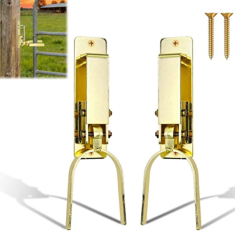 Heavy Duty Automatic Locking Gate Latch (2-Pack) - Farm/Ranch Fence Latch with Zinc Coating, One-Hand Operation & Spring Lock, Easy Install for Wood/Metal/Pipe Fences