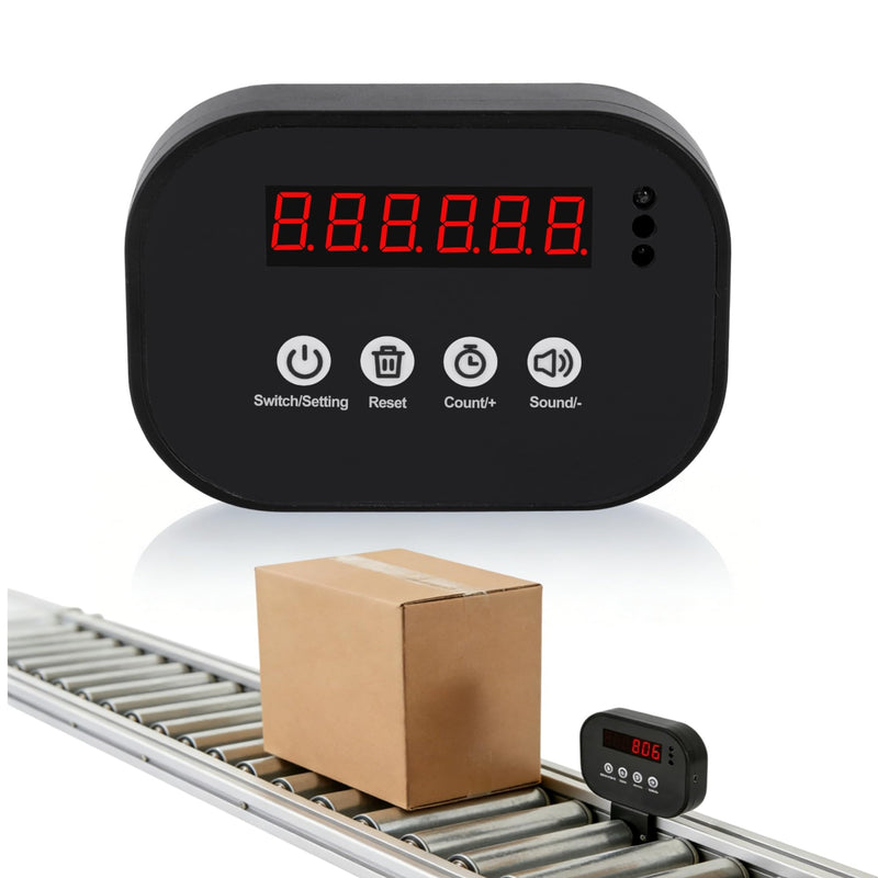JIAWANSHUN Wireless LED Digital Counter, 999999 Piece Count,Rechargeable Infrared Counter with 19.5 Inch Sensor Distance, Preset Alarm, Daily/Cumulative Count for Conveyor & Gym