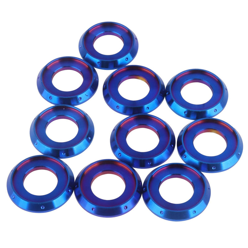 10Pcs Titanium Flange Washer M5 M6 M8 M10 Spacer Washer for Motorcycle Car (Burnt Blue, M10) Burnt Blue