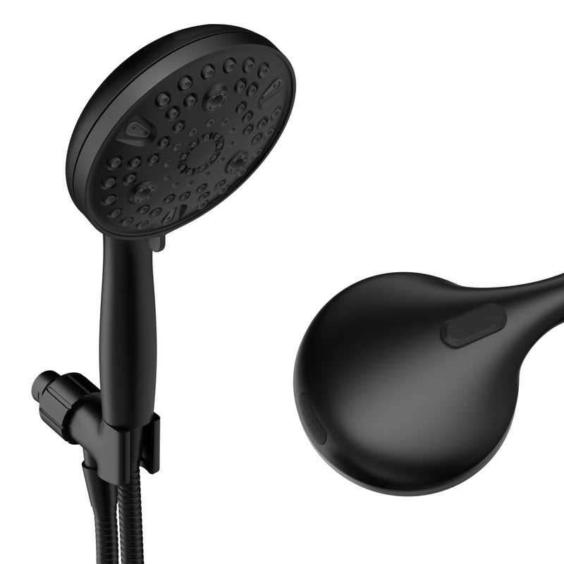 High Pressure Rain Handheld Shower Head Set,Anti-clog Nozzles with Handheld Spray Combo,Fixed Showerhead 6-Mode,59 Inch Hose Bracket Teflon Tape Rubber Washers,Matte Black(MLJ-SC001SGN-2YHS) MLJ-SC001SGN-2YHS