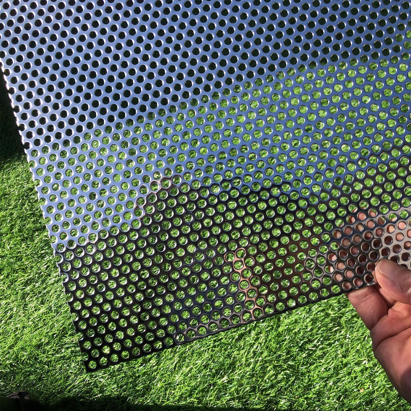 19 Gauge 16"x12" Perforated Metal Sheets Expanded Metal Mesh Opening 35% Hole 5mm 0.2"(About 1/5") Perforated Stainless Steel Sheet 304 Stainless Steel Mesh Screen Panel Decorati Plate 16" X 12"