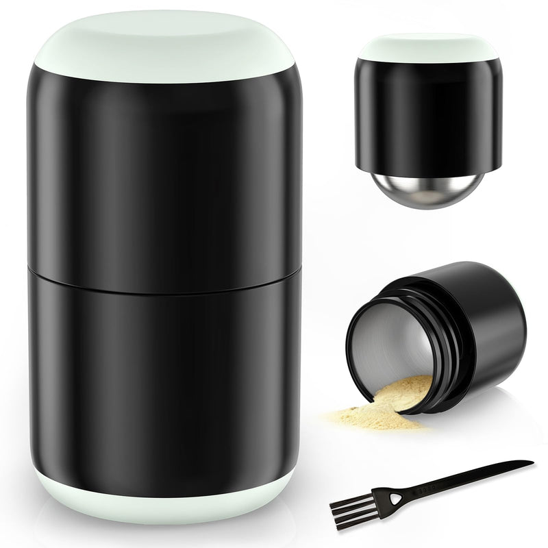 DEPAD Pill Crusher Stainless Steel, Pill Crusher Fine Powder, Pill Crushers for Elderly and Pets, Pill Grinder Fine Powder with Brush, Twist-to-Grind Black