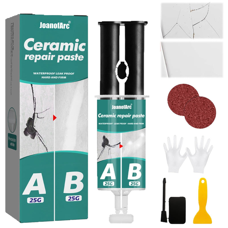 Porcelain Repair Kit, Tile, Marble and Granite Repair Kit, 100ml Quartz Countertop Repair Kit for Tile, Acrylic, Ceramic, Enamel, Kitchen Bathroom Fix Chips Cracks Scratches on Porcelain Sink