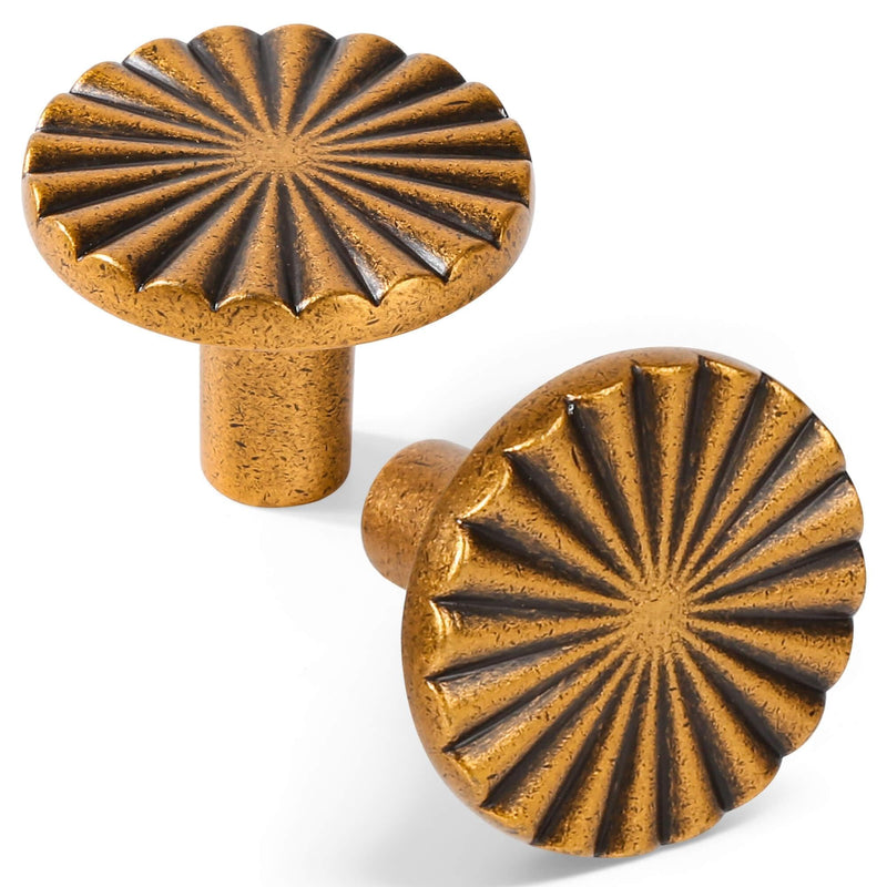 Antique Brass Cabinet Knobs – Solid Zinc Alloy Drawer Knobs, Infusing Warmth and Character, Vintage Hardware for Kitchen, Bathroom, and Bedroom (8pack 1.18 Inch)