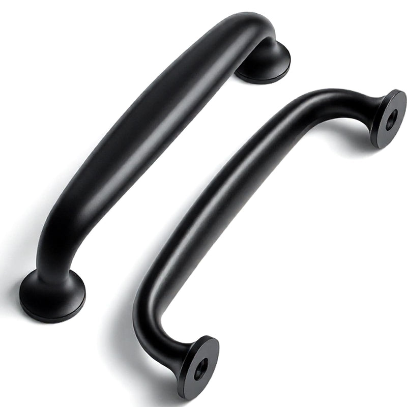 Liron Hardware 10 Pack Gentle Arch Contemporary Cupboard Cabinet Handles 3.78 Inch (96mm) Kitchen Drawers Pulls Matte Black 3.78 Inches (96mm) Hole Center