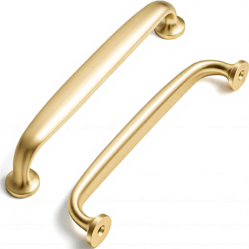 Liron Hardware 10 Pack Gentle Arch Contemporary Cupboard Cabinet Handles 5 Inch (128mm) Kitchen Gold Drawers Pulls Brushed Brass 5 Inches (128mm) Hole Center