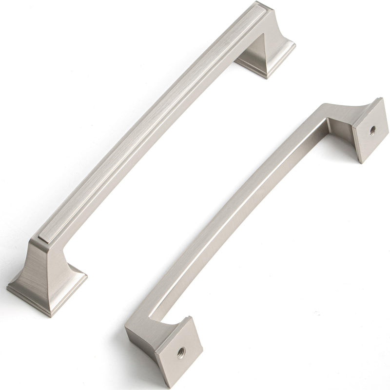 Liron Hardware 10 Pack Sleek Cabinet Handles for Cabinet Cupboard 5 Inch (128mm) Kitchen Drawers Pulls Brushed Nickel 5 Inches (128mm) Hole Center