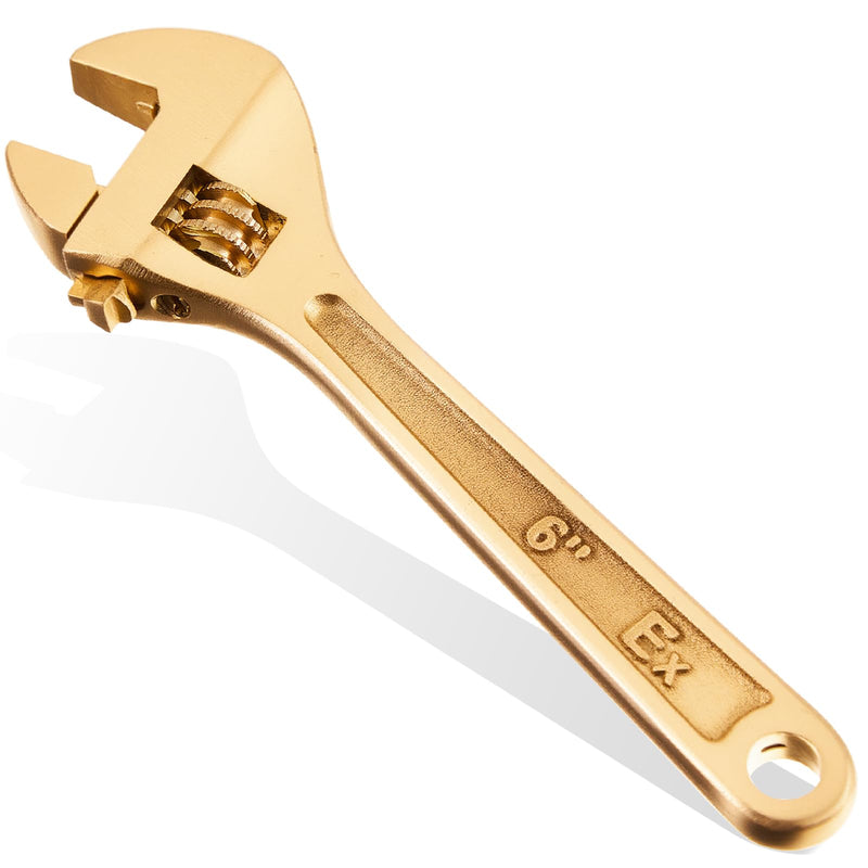 Hicarer 6 Inch Non-Sparking Adjustable Wrench, Aluminum Bronze Spark-Free & Non-Magnetic Spanner Tool, Industrial Safety Tool for Oil & Gas, Chemical & Hazardous Environments 6 Inch/ Open Max 19mm