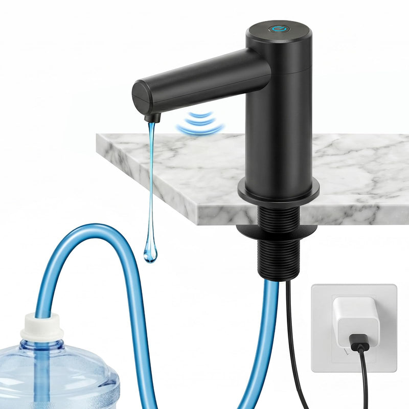 Touchless Automatic Dish Soap Dispenser for Kitchen Sink, Two Adjustable Sink Soap Pump, 38" Extension Tube, Leak-Proof Plug-in, Built-in for Bathroom Commercial (Black) Black