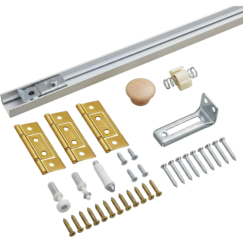 Bifold Door Hardware Kit, 24-Inch One-Piece Track for Light Doors (1” to 1-3/8”), Easy Closet & Cabinet Door Repair/Replacement