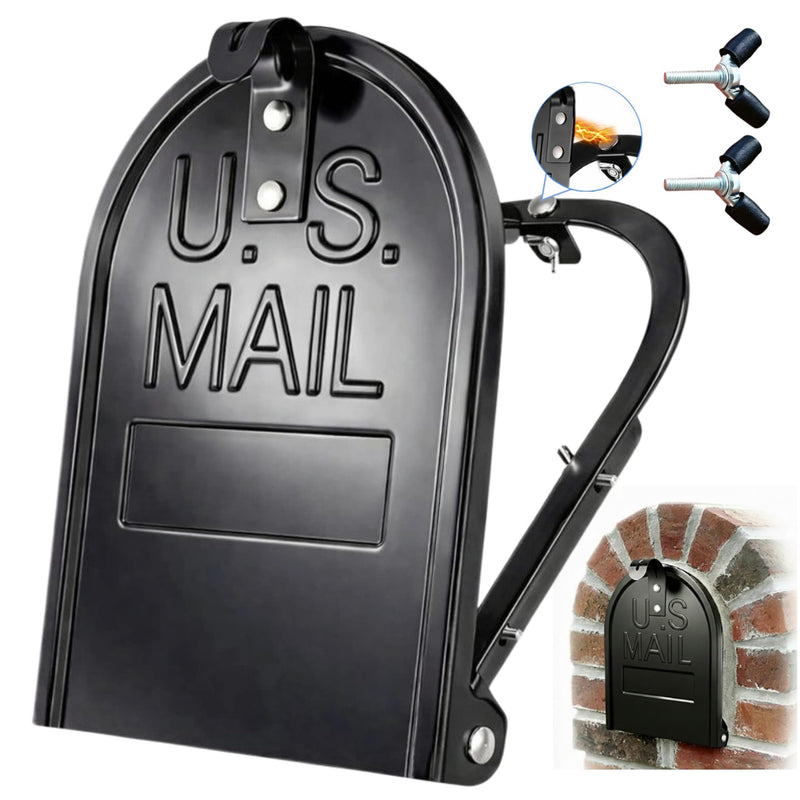 Mailbox Door Replacement 6.7" W × 8.6" H (inches), Residential Stainless Steel Mailbox Door with Rubber Screw Caps for Hand Protection, No Tools Required, Built to Last