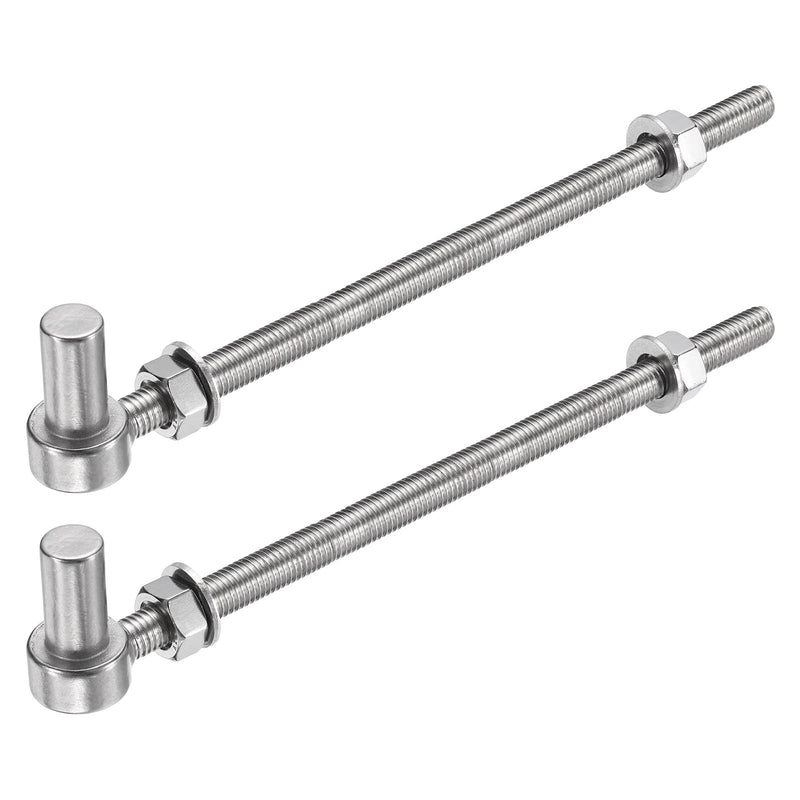 uxcell 2Pcs J Bolt Gate Hinge, M12 x 10" 304 Stainless Steel Gate Hinges Bolt, J-Bolt Post Hinge with Washers and Nuts for Chain Link Fence, Wooden Fence, Driveway, Farm Garden Door M12 x 10" 2