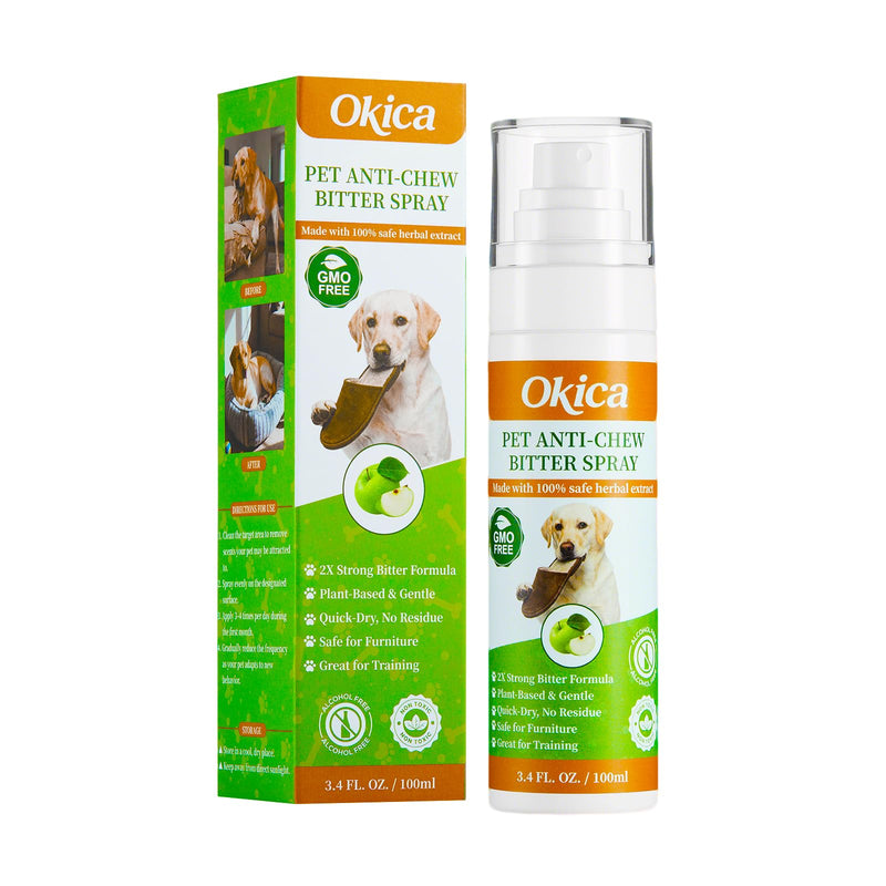 Bitter Apple Spray for Dogs - No Chew Spray for Dogs to Stop Barking Marking and Nibbling - Natural Ingredients Dog Repellent Spray for Furniture and Your Belongings Light Green