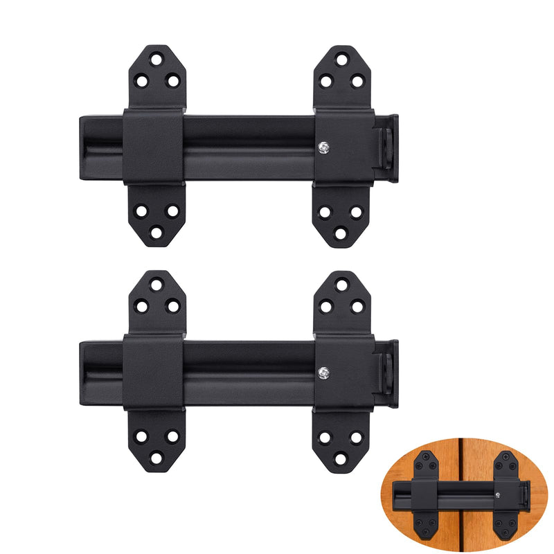 Heavy Duty Slide Bolt Gate Latch,Gate Latch Lock with Padlock Hole,Gate Latch for Wooden Fences, Barn Doors, Sliding & Swing Gates, Outdoor Sheds & Courtyards, Matte Black(2Pack) Black (2Pack)