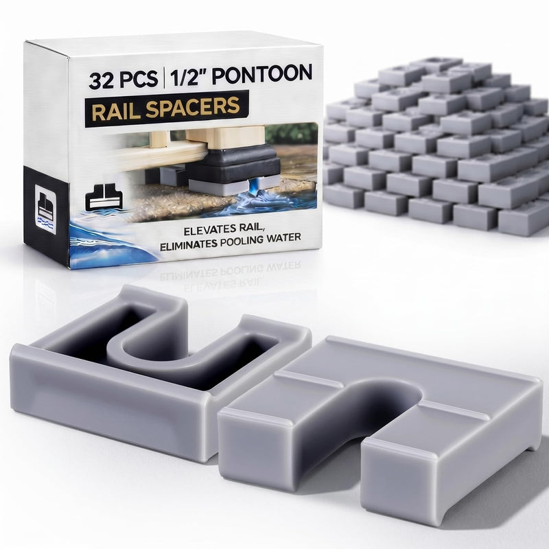 Pangda 32 Pcs Pontoon Fence Riser Kit Pontoon Boat Rail Spacers for Rising Boat Railing Nylon Gray Eliminate Pooling Water on the Deck 1/2"