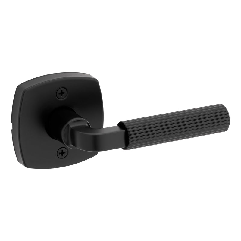 Kwikset Mirada Midtown Dummy Door Handle, Single Sided Lever for Closets, French Double Doors, and Pantry, Matte Black Non-Turning Reversible Interior Push/Pull Lever Faceted